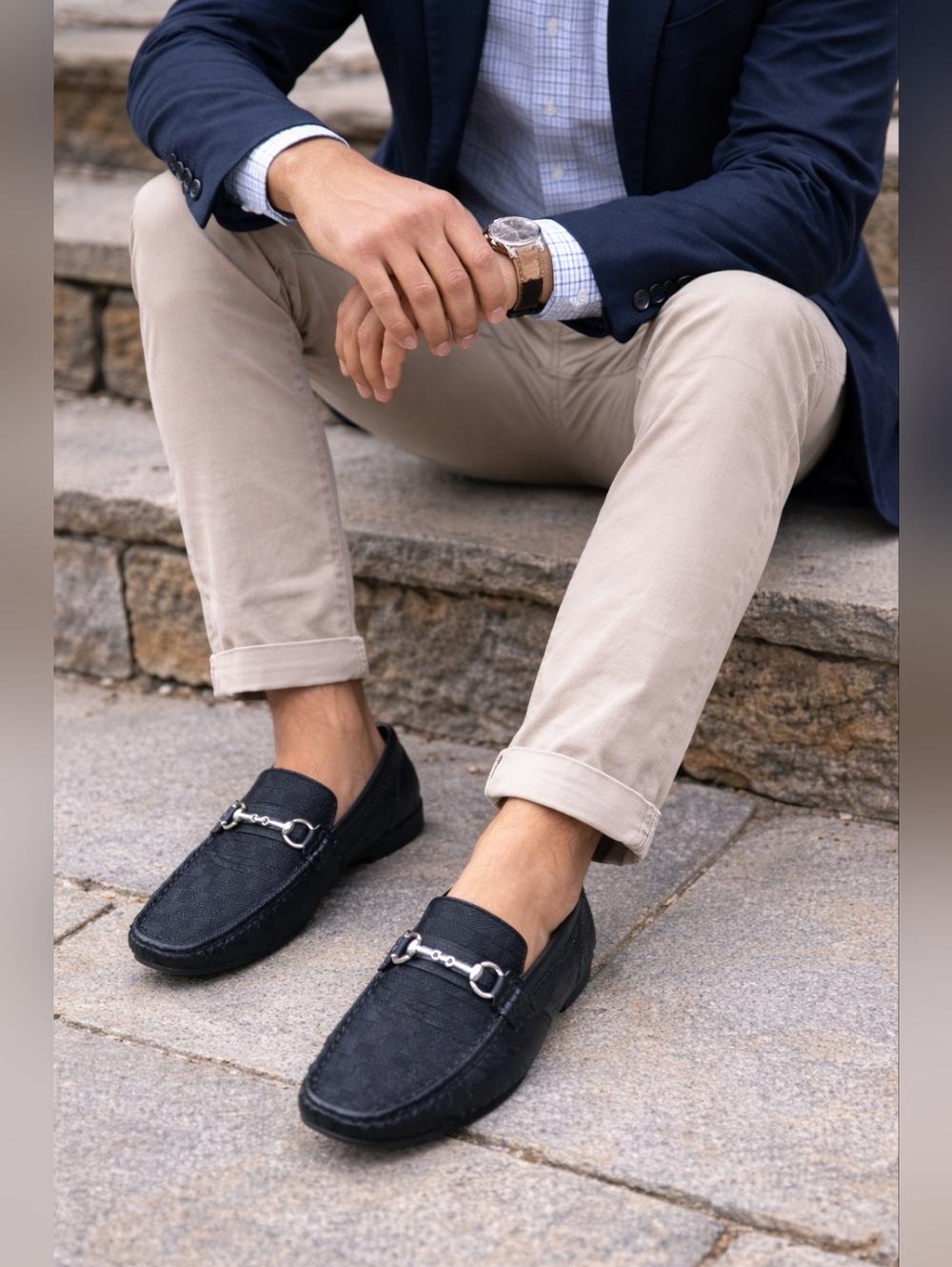 Bruno Marc men's Santoni Horsebit Moccasin Loafer